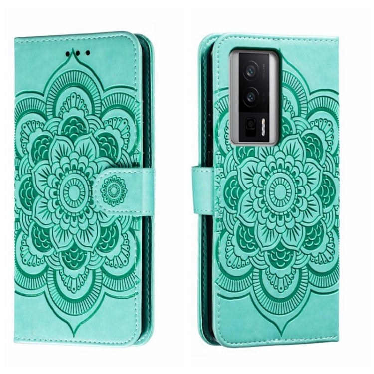 For Xiaomi Redmi K60 Sun Mandala Embossing Pattern Phone Leather Case