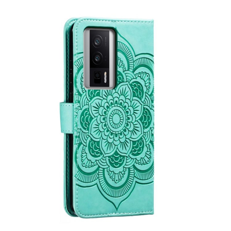 For Xiaomi Redmi K60 Sun Mandala Embossing Pattern Phone Leather Case