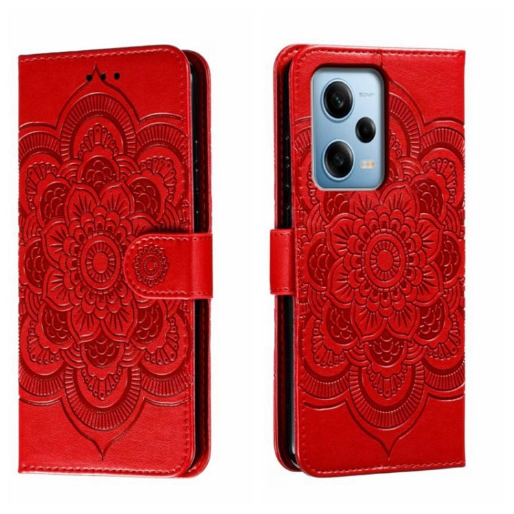 For Xiaomi Redmi Note 12 Pro 5G Global Sun Mandala Embossing Pattern Phone Leather Case