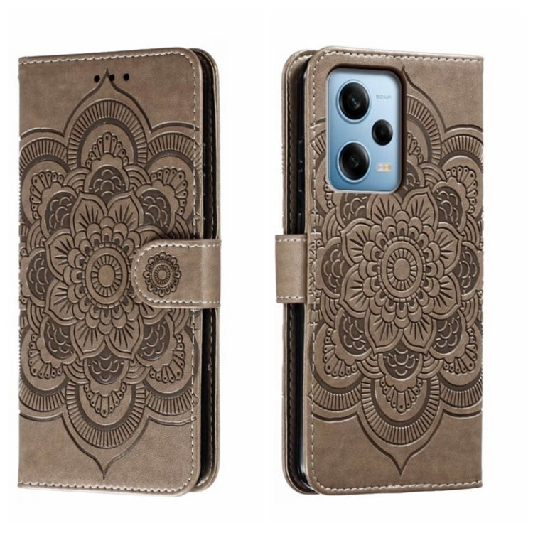 For Xiaomi Redmi Note 12 Pro 5G Global Sun Mandala Embossing Pattern Phone Leather Case