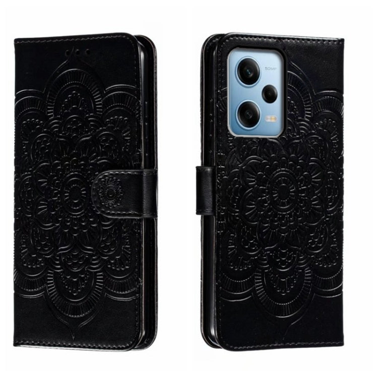 For Xiaomi Redmi Note 12 Pro 5G Global Sun Mandala Embossing Pattern Phone Leather Case