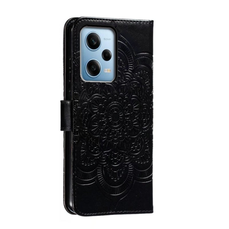 For Xiaomi Redmi Note 12 Pro 5G Global Sun Mandala Embossing Pattern Phone Leather Case