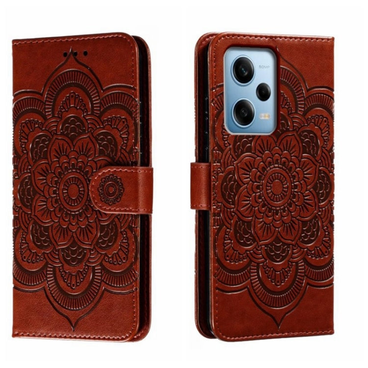 For Xiaomi Redmi Note 12 Pro 5G Global Sun Mandala Embossing Pattern Phone Leather Case