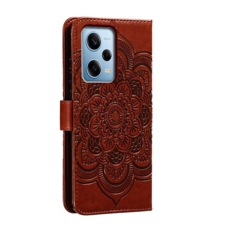 For Xiaomi Redmi Note 12 Pro 5G Global Sun Mandala Embossing Pattern Phone Leather Case