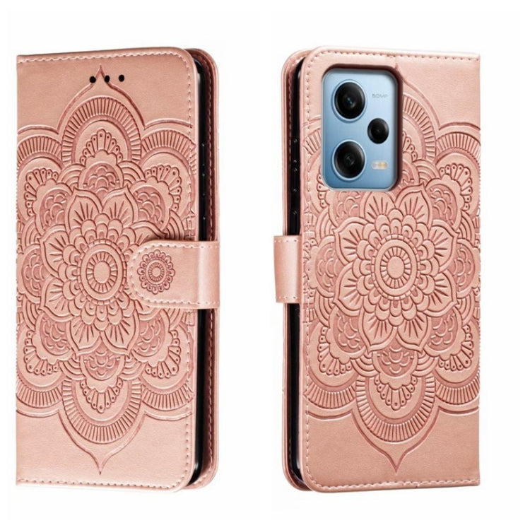 For Xiaomi Redmi Note 12 Pro 5G Global Sun Mandala Embossing Pattern Phone Leather Case