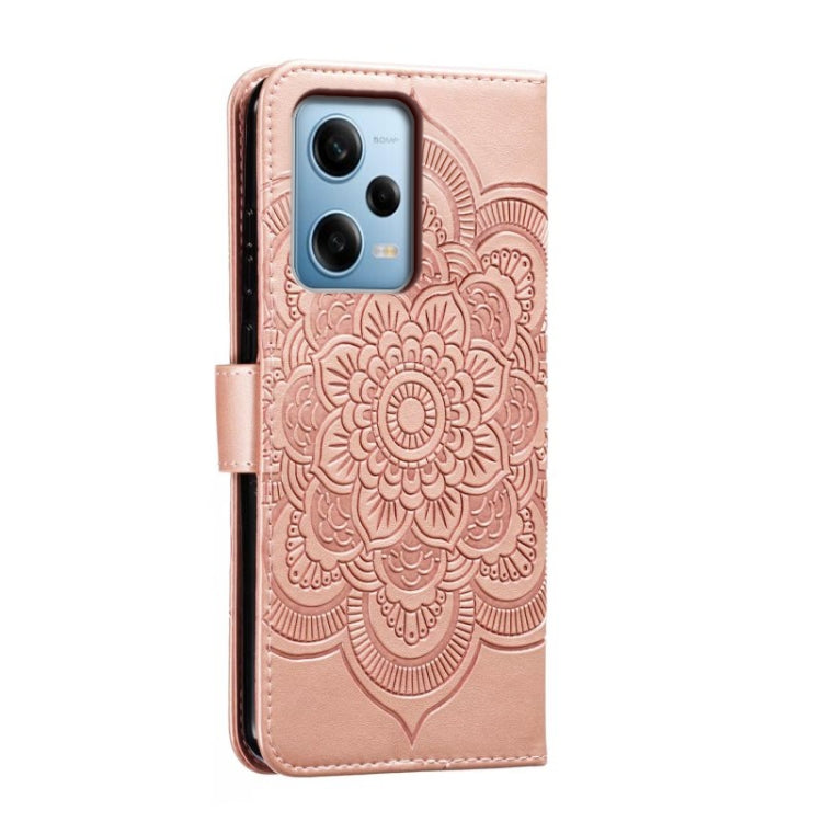 For Xiaomi Redmi Note 12 Pro 5G Global Sun Mandala Embossing Pattern Phone Leather Case