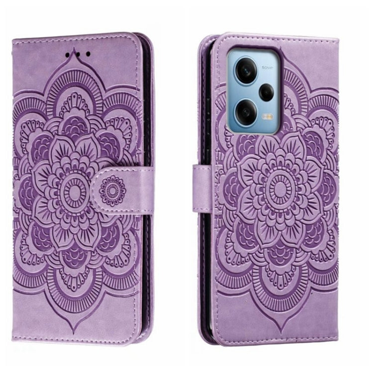 For Xiaomi Redmi Note 12 Pro 5G Global Sun Mandala Embossing Pattern Phone Leather Case