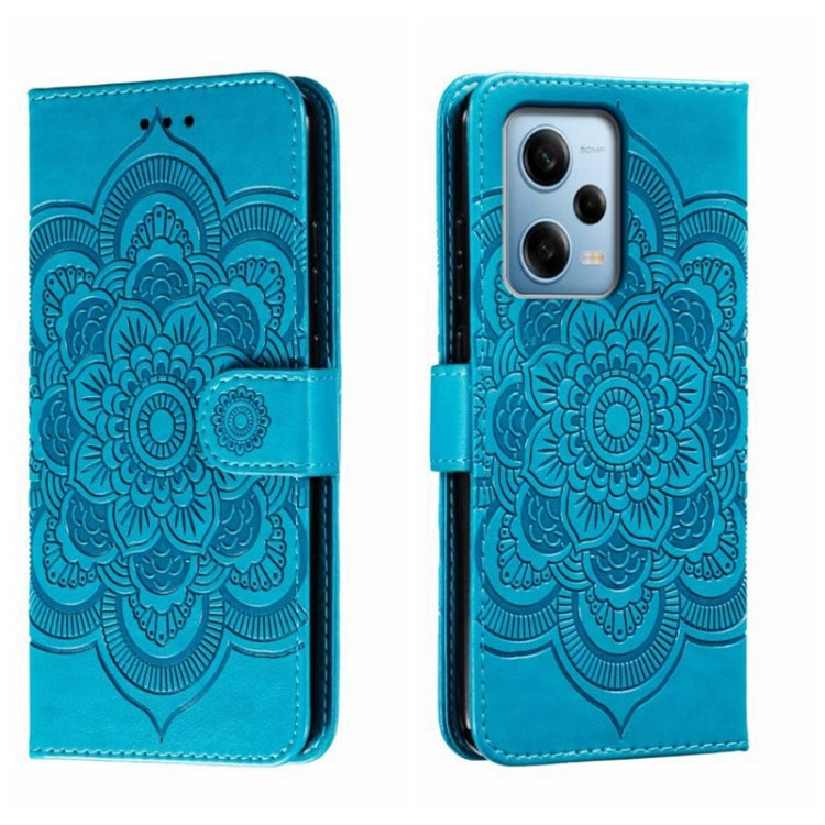 For Xiaomi Redmi Note 12 Pro 5G Global Sun Mandala Embossing Pattern Phone Leather Case