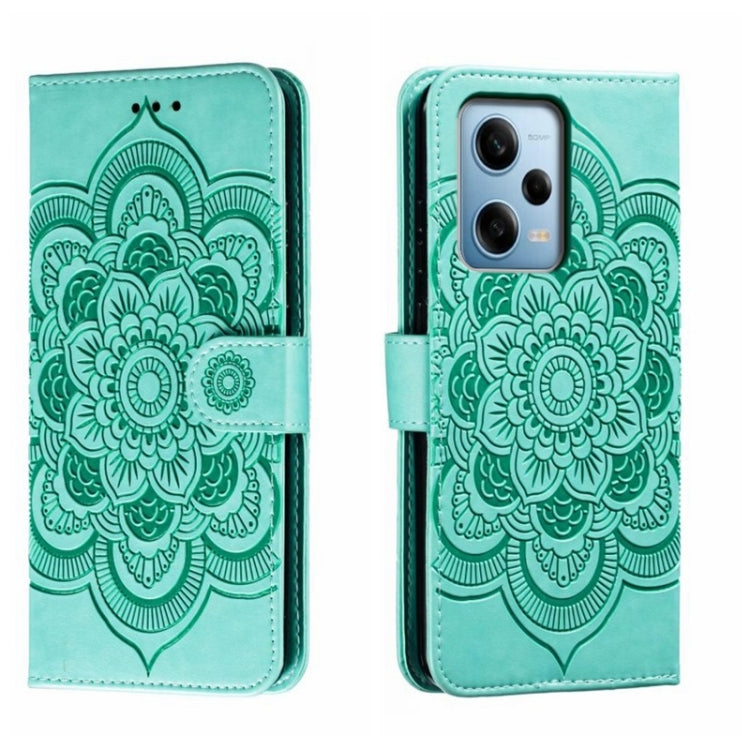 For Xiaomi Redmi Note 12 Pro 5G Global Sun Mandala Embossing Pattern Phone Leather Case