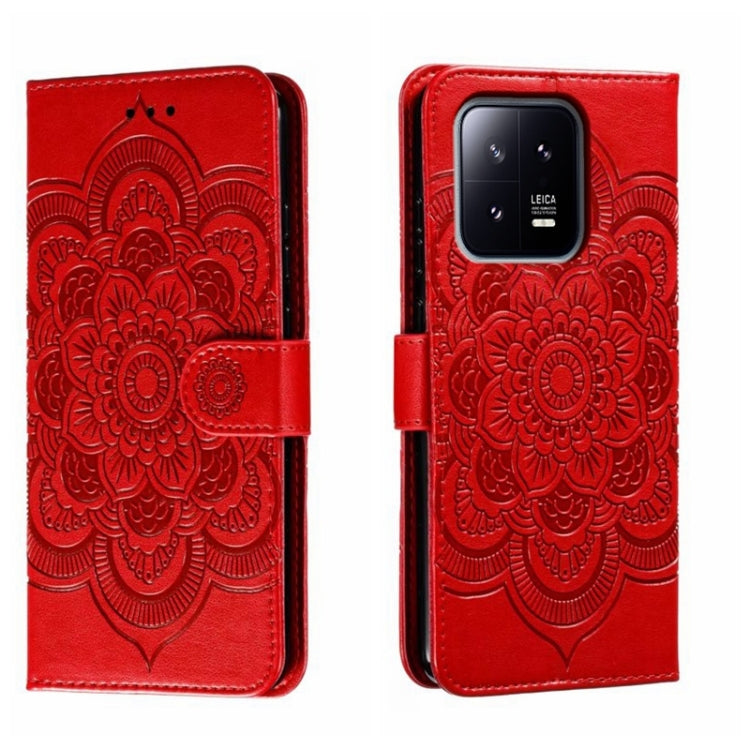 For Xiaomi 13 Sun Mandala Embossing Pattern Phone Leather Case