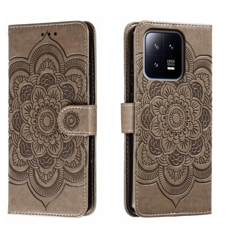 For Xiaomi 13 Sun Mandala Embossing Pattern Phone Leather Case