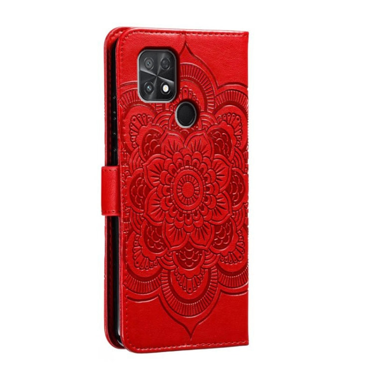 For Xiaomi Poco C40 Sun Mandala Embossing Pattern Phone Leather Case