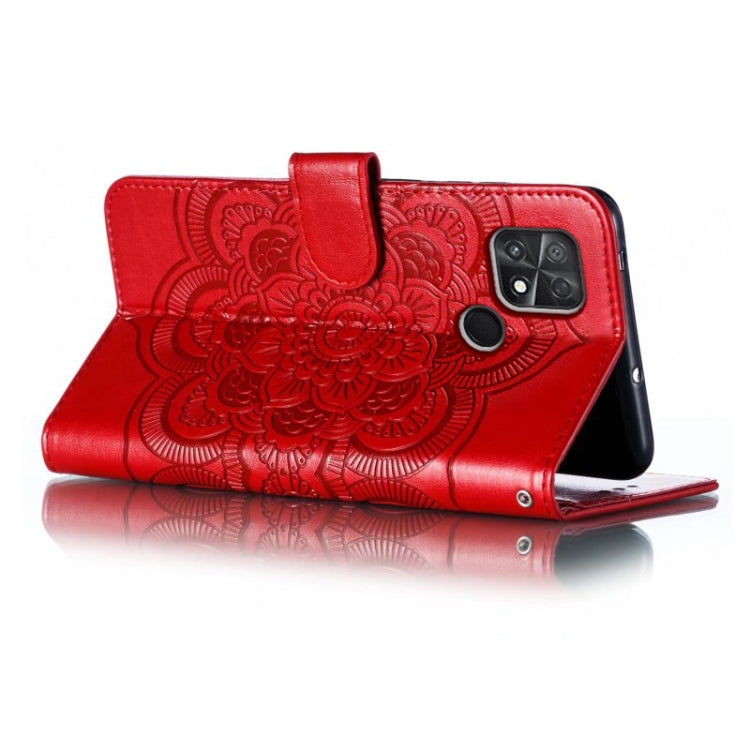 For Xiaomi Poco C40 Sun Mandala Embossing Pattern Phone Leather Case
