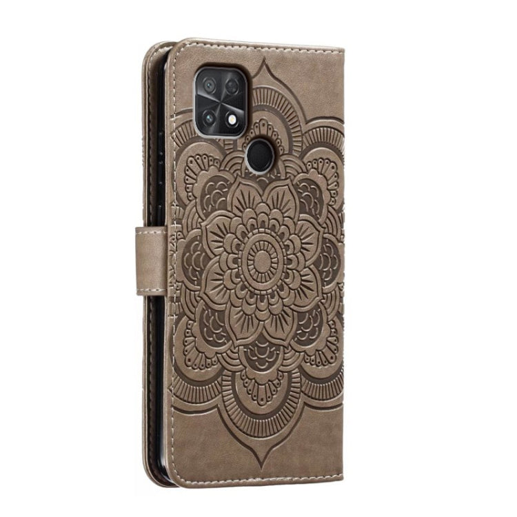 For Xiaomi Poco C40 Sun Mandala Embossing Pattern Phone Leather Case