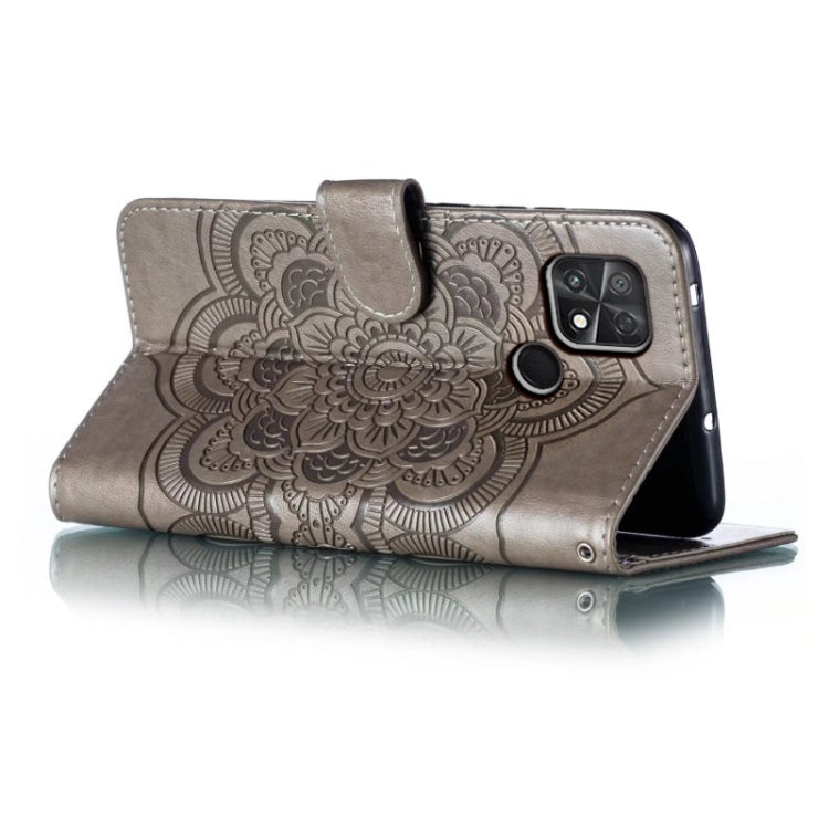 For Xiaomi Poco C40 Sun Mandala Embossing Pattern Phone Leather Case