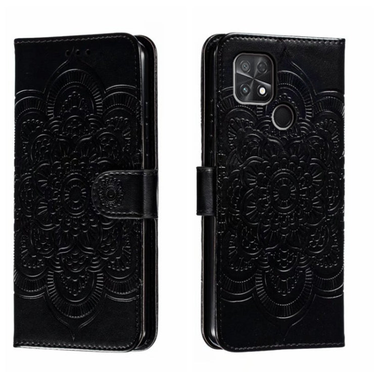 For Xiaomi Poco C40 Sun Mandala Embossing Pattern Phone Leather Case
