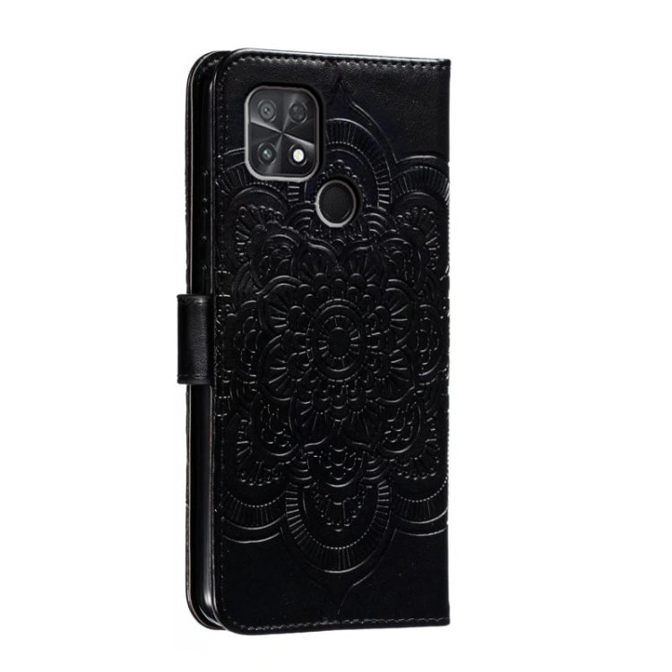 For Xiaomi Poco C40 Sun Mandala Embossing Pattern Phone Leather Case