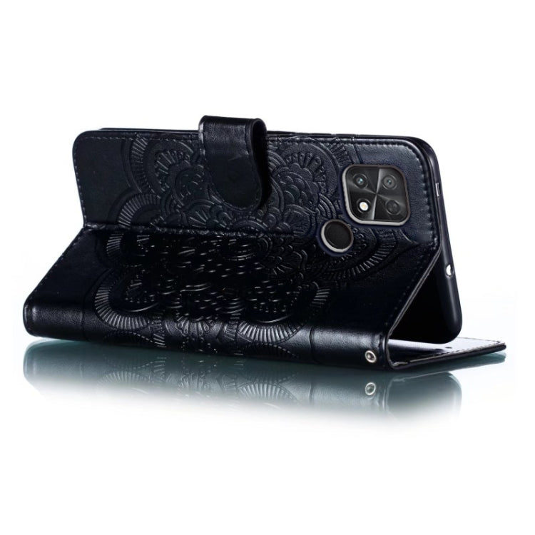 For Xiaomi Poco C40 Sun Mandala Embossing Pattern Phone Leather Case