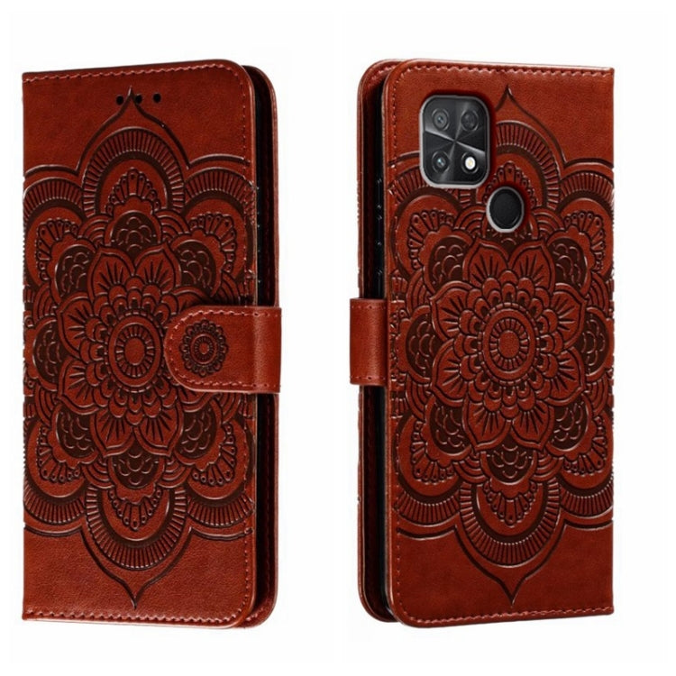 For Xiaomi Poco C40 Sun Mandala Embossing Pattern Phone Leather Case