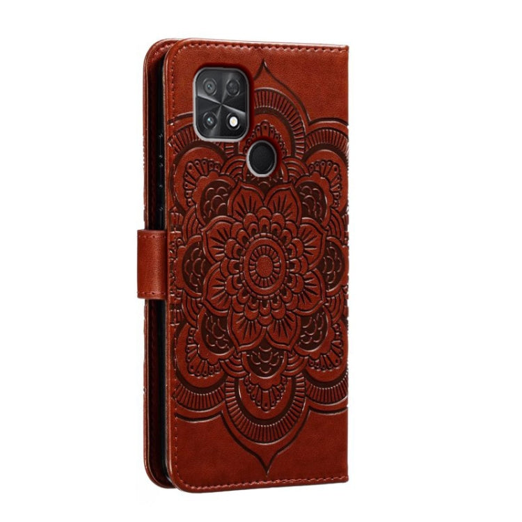 For Xiaomi Poco C40 Sun Mandala Embossing Pattern Phone Leather Case