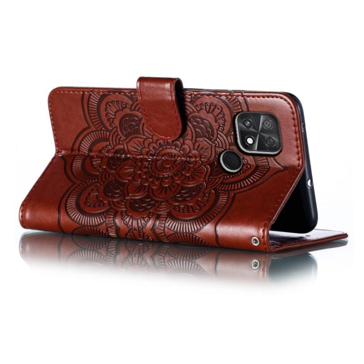 For Xiaomi Poco C40 Sun Mandala Embossing Pattern Phone Leather Case
