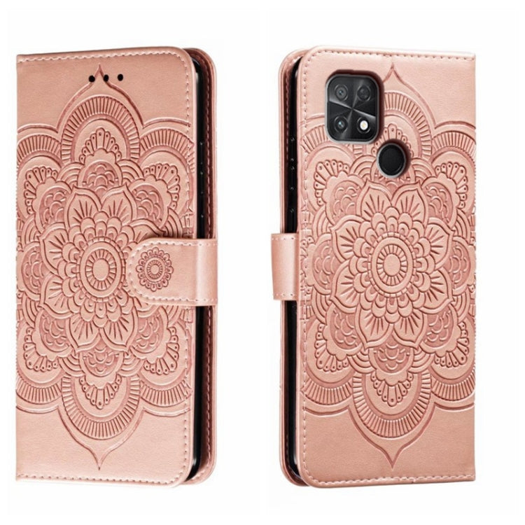 For Xiaomi Poco C40 Sun Mandala Embossing Pattern Phone Leather Case