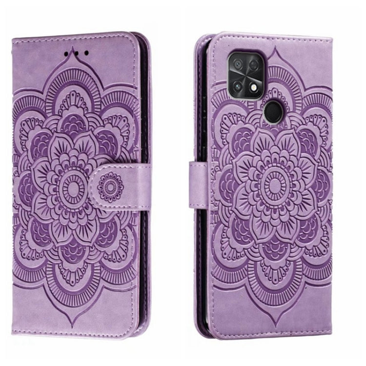 For Xiaomi Poco C40 Sun Mandala Embossing Pattern Phone Leather Case