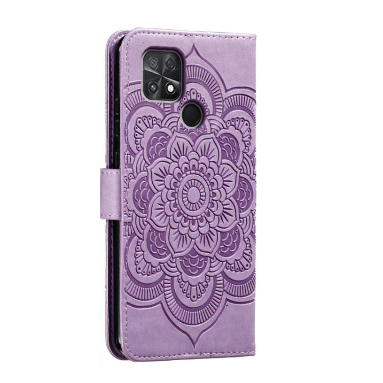 For Xiaomi Poco C40 Sun Mandala Embossing Pattern Phone Leather Case