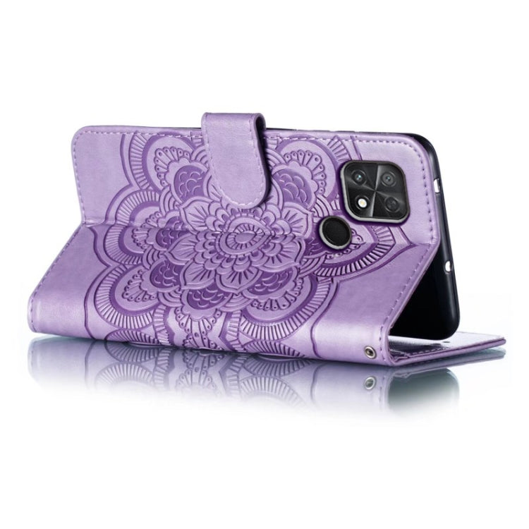 For Xiaomi Poco C40 Sun Mandala Embossing Pattern Phone Leather Case