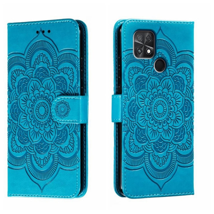 For Xiaomi Poco C40 Sun Mandala Embossing Pattern Phone Leather Case