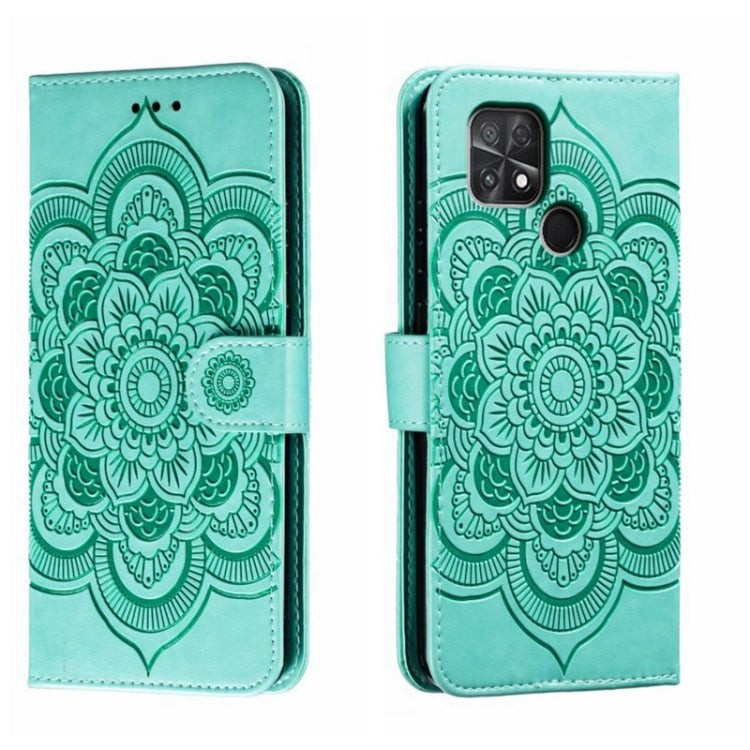 For Xiaomi Poco C40 Sun Mandala Embossing Pattern Phone Leather Case