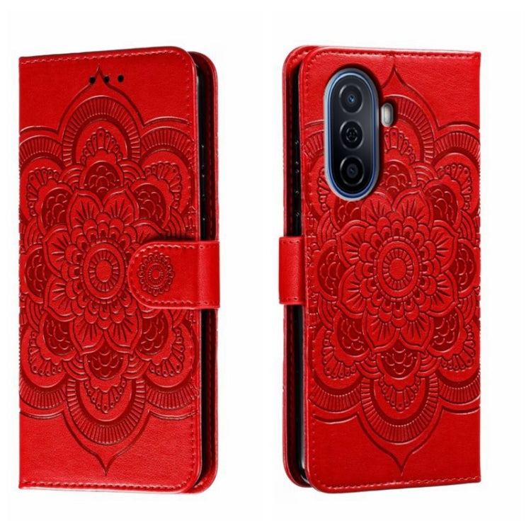 For Huawei Enjoy 50 Sun Mandala Embossing Pattern Phone Leather Case
