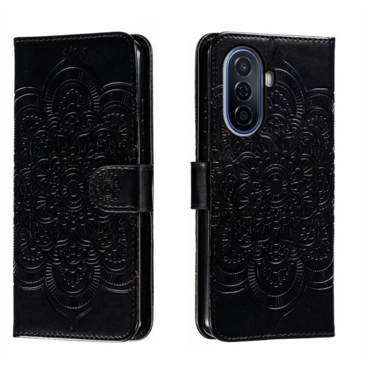 For Huawei Enjoy 50 Sun Mandala Embossing Pattern Phone Leather Case