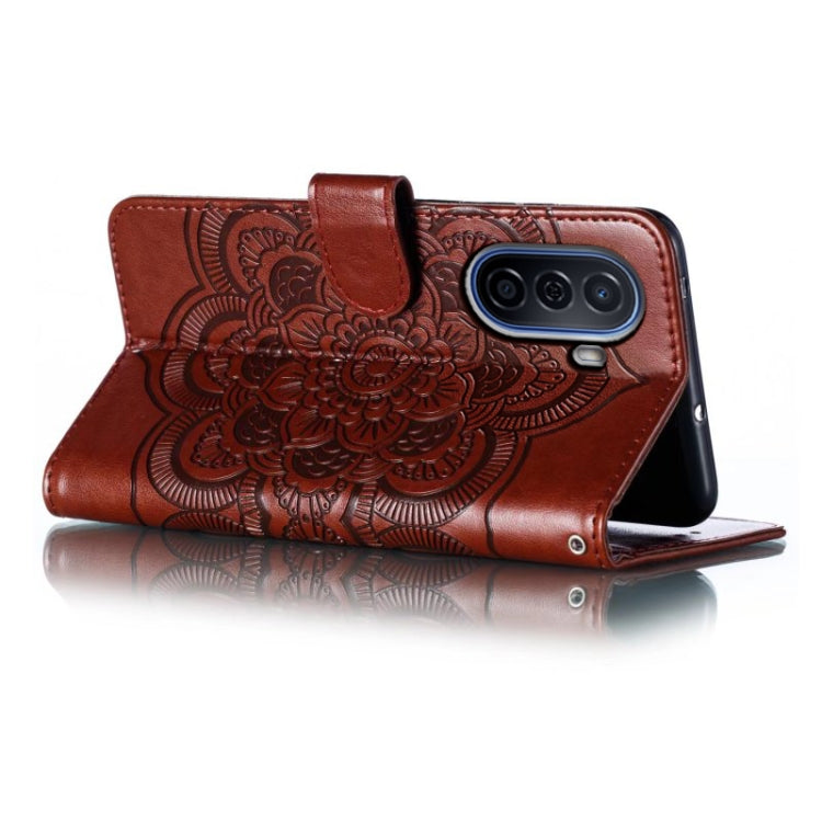 For Huawei Enjoy 50 Sun Mandala Embossing Pattern Phone Leather Case
