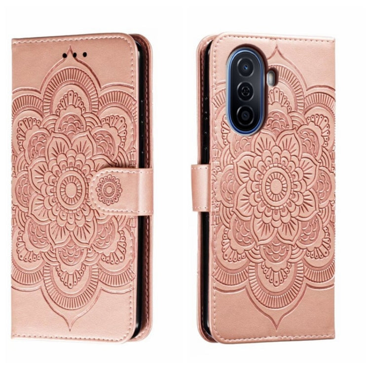 For Huawei Enjoy 50 Sun Mandala Embossing Pattern Phone Leather Case