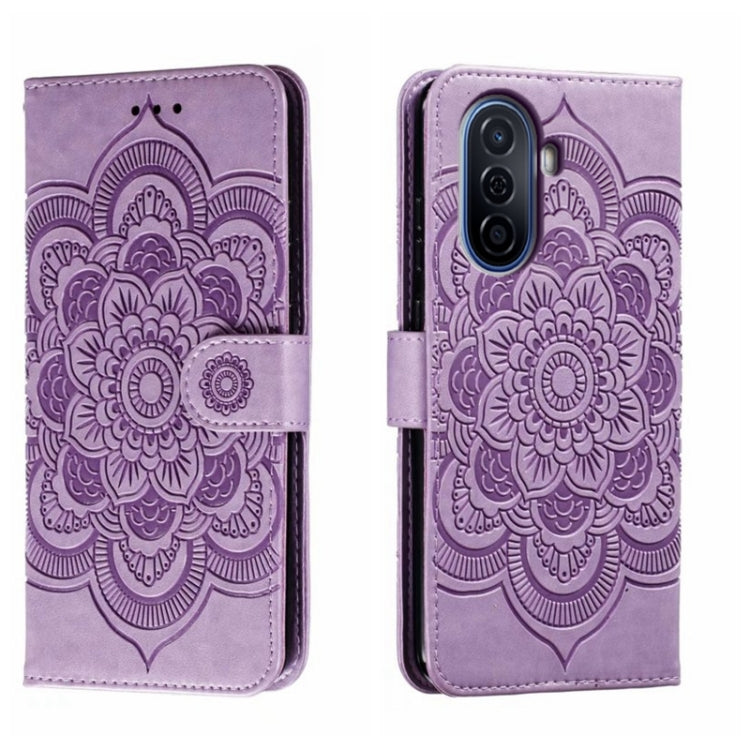For Huawei Enjoy 50 Sun Mandala Embossing Pattern Phone Leather Case