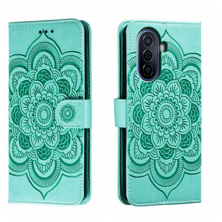 For Huawei Enjoy 50 Sun Mandala Embossing Pattern Phone Leather Case