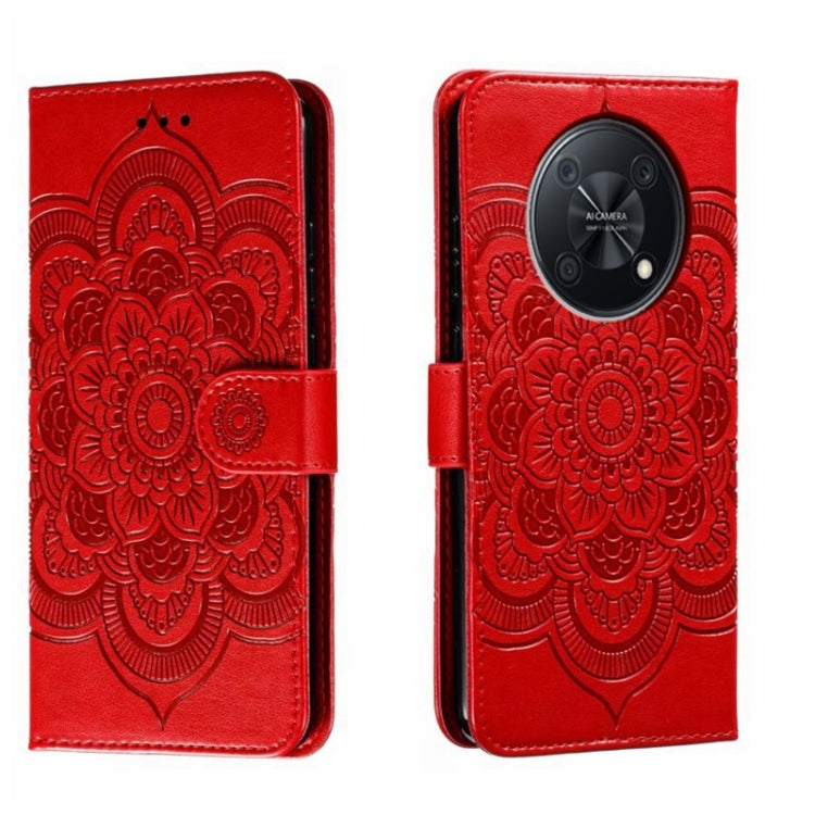 For Huawei Enjoy 50 Pro Sun Mandala Embossing Pattern Phone Leather Case