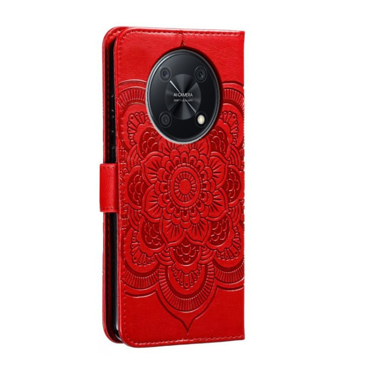 For Huawei Enjoy 50 Pro Sun Mandala Embossing Pattern Phone Leather Case