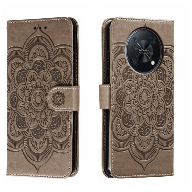 For Huawei Enjoy 50 Pro Sun Mandala Embossing Pattern Phone Leather Case