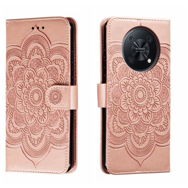 For Huawei Enjoy 50 Pro Sun Mandala Embossing Pattern Phone Leather Case