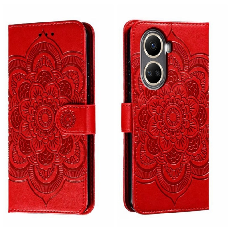 For Huawei nova 10 SE Sun Mandala Embossing Pattern Phone Leather Case