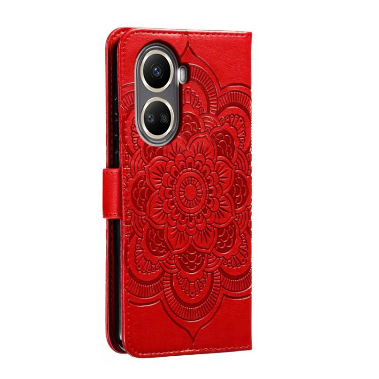 For Huawei nova 10 SE Sun Mandala Embossing Pattern Phone Leather Case