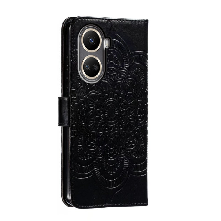For Huawei nova 10 SE Sun Mandala Embossing Pattern Phone Leather Case