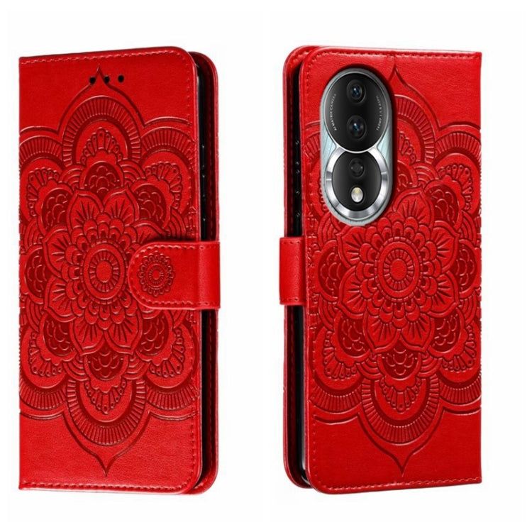For Honor 80 Sun Mandala Embossing Pattern Phone Leather Case