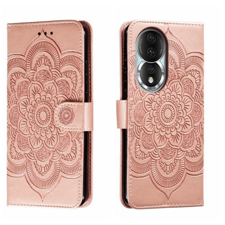 For Honor 80 Sun Mandala Embossing Pattern Phone Leather Case