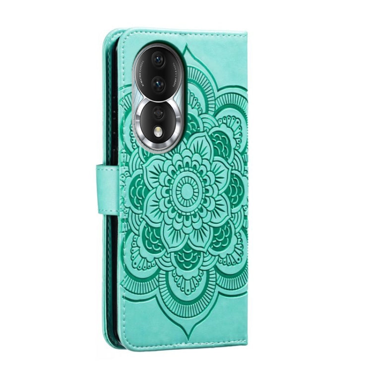 For Honor 80 Sun Mandala Embossing Pattern Phone Leather Case