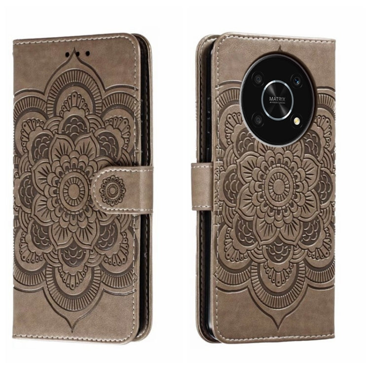 For Honor X30 5G Sun Mandala Embossing Pattern Phone Leather Case