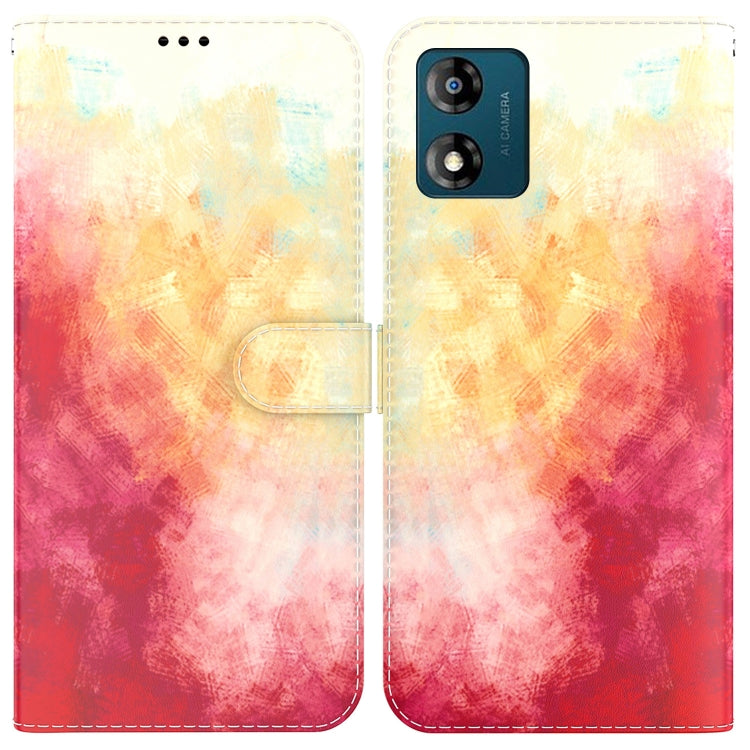 For Motorola Moto E13 Watercolor Pattern Flip Leather Phone Case