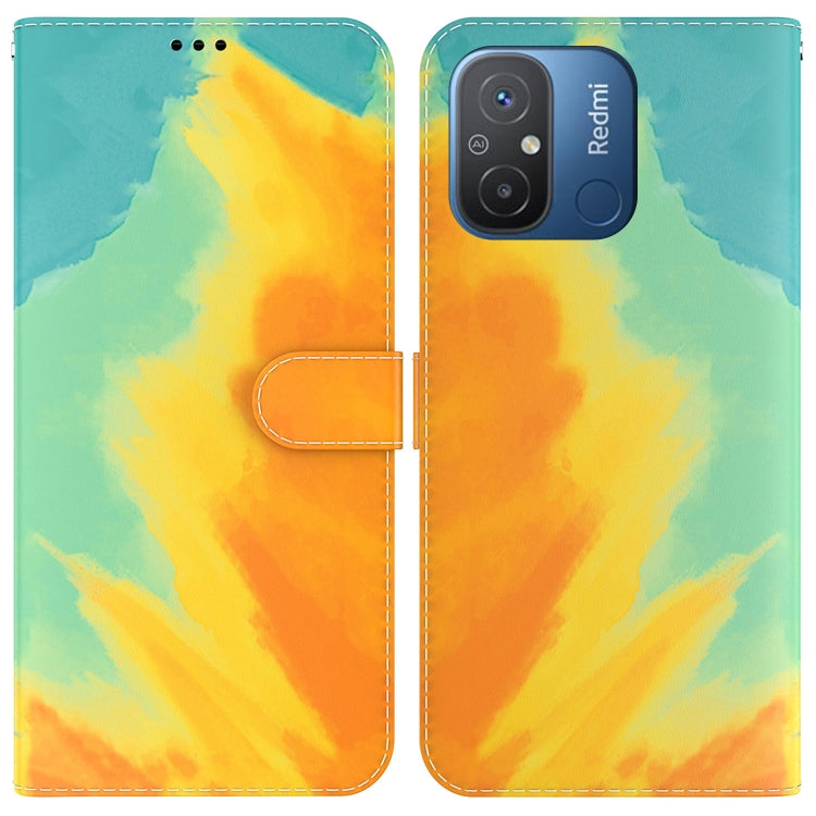 For Xiaomi Redmi 12C / 11A Watercolor Pattern Flip Leather Phone Case